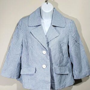 JUDITH HART- Seersucker Blue Blazer/ Jacket, Sz 8